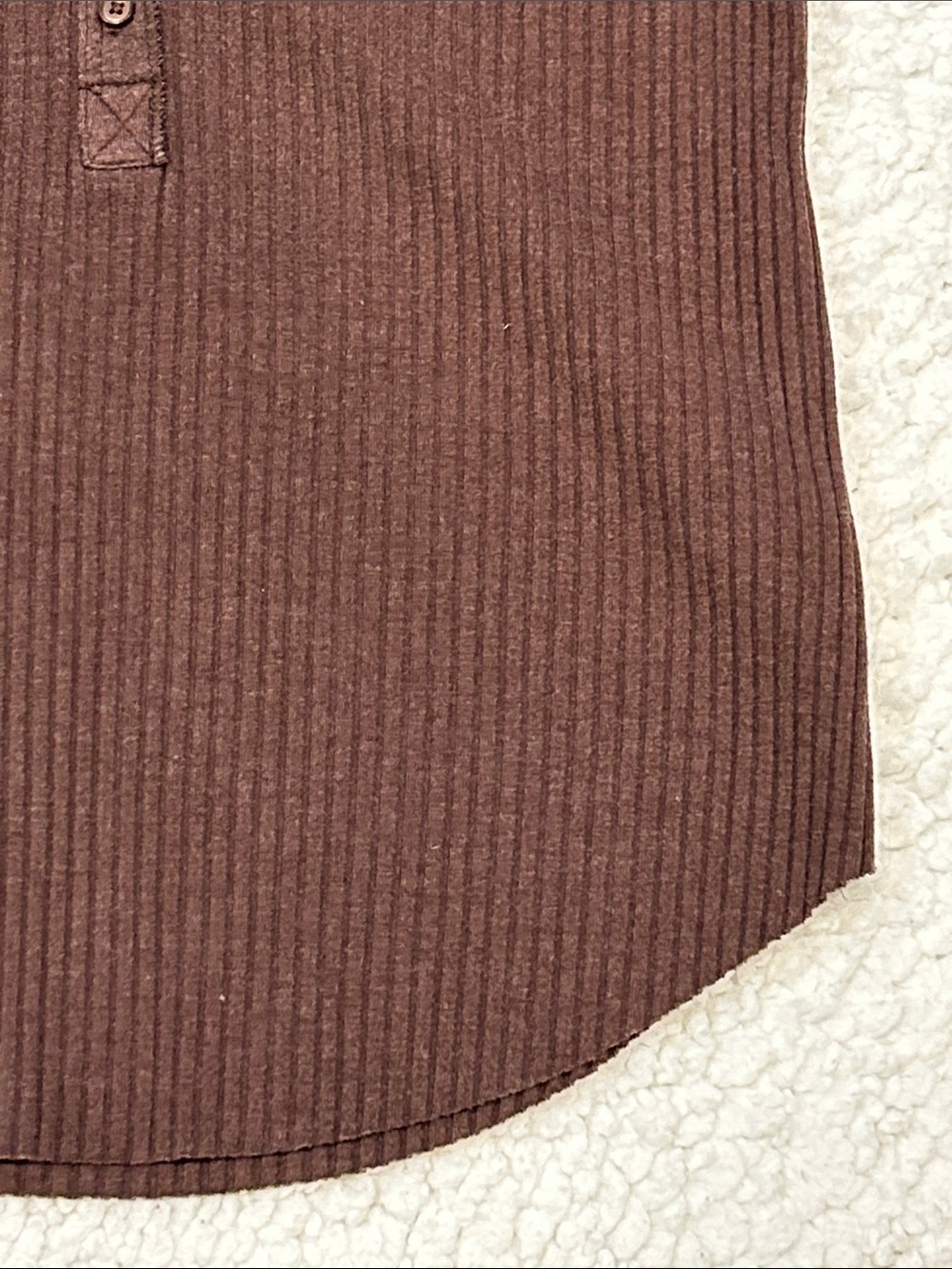 Aerie Brown Fitted Ribbed Scoop Neck Long Sleeve Henley Top size Small - Picture 10 of 16